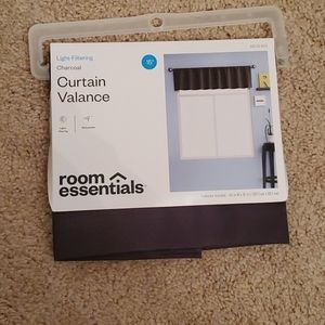Charcoal light filtering curtain valance